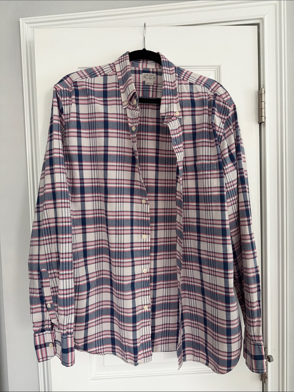 J Crew Classic Plaid Button-Down Shirt - Blue & Pink